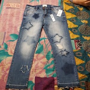 NWT patched jeans